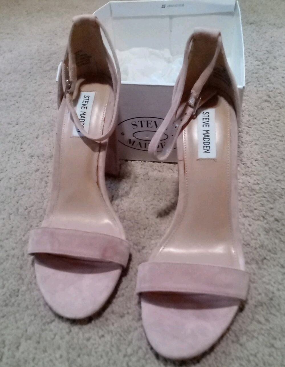 Steve Madden Suede Ankle-Strap Carrson Block Heel Sandals Mauve Sz 10 Pre owned